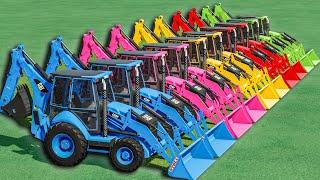 Transport with COLORS - SUPER MEGA WORK to GARAGE & Cat Backhoe Loaders  - Farming Simulator 22