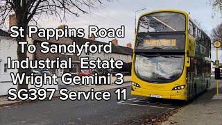 Route: 11 *FULL ROUTE* | St Pappins Road to Sandyford | Dublin Bus Wright Gemini 3 SG397 |