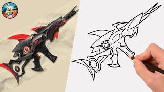 FREE FIRE DRAWING SCAR MEGALODON ALPHA - HOW TO DRAW FREE FIRE - Gambar Free fire