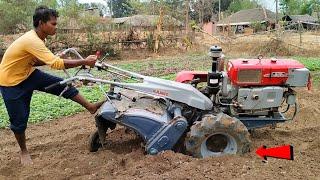 OMG ! My power tiller badly stuck in wept land || Power tiller preparing vegetables field ||