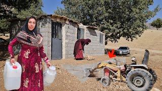 Khadija's efforts to smooth the soil behind the hut to prevent rainfall