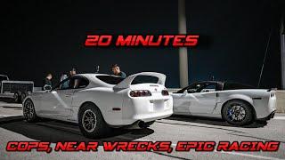 20 Minutes of the Wildest Street Racing of 2023, Near Wrecks, Cops, and insane 3 way racing