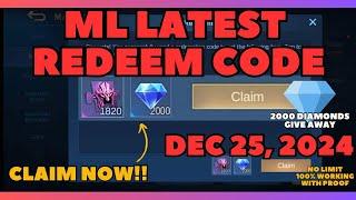 Mobile Legends Redeem Code December 25 2024 2000 Diamonds Give Away