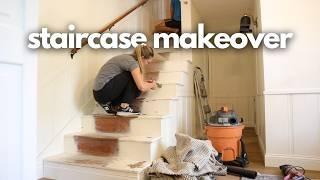 UGLY OUTDATED staircase gets a much needed makeover! | DIY Staircase Renovation | Staircase Remodel