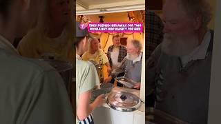 Kindness ️ Elderly Man’s Selfless Soup Share with Dog #kindness #soupkitchen #shorts