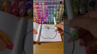 Satisfied ASMR APPLE  | FRIES | STRAWBERRY  Colouring Book | DRAWING | Relaxing ASMR colouring |