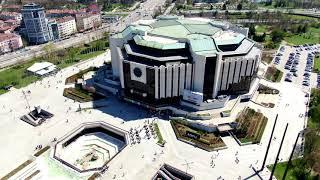 National Palace of Culture - Biggest landmark in Sofia, filmed with a drone