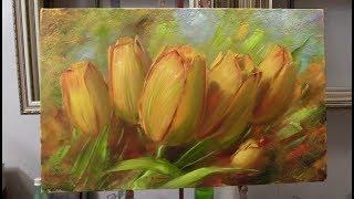 Жёлтые тюльпаны. Yellow tulips. Etude.  Как нарисовать тюльпаны. How to draw tulips￼