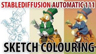  AI StableDiffusion - Sketch Colouring. Tutorial Automatic111