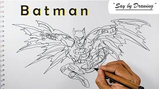 How to Draw Batman || One Line Drawing || Andi Yudha's Line Art