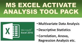 How to activate data analysis tool pack in Excel #SCIEXPO