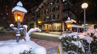 Heavy Snowfall in Lauterbrunnen Switzerland - walking tour in winter