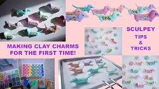 How we make polymer clay charms / Process + using sculpey clay for the first time