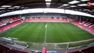 Night falls at beautiful down-town Bramall Lane