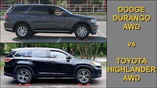 SLIP TEST - Dodge Durango 3.6 V6 AWD vs Toyota Highlander 3.5 V6 AWD  -  @4x4.tests.on.rollers