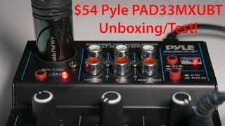 Pyle (PAD33MXUBT) Compact BT DJ Mixer Interface Unboxing & Test! (Shure MV7 as test mic)