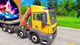 Flatbed Trailer Truck rescue small cars overcome portal trap