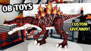 CUSTOM FIRE BURNING GODZILLA SPINOSAURUS DINOSAUR HYBRID  CUSTOM GIVEAWAY | GLOW IN THE DARK REPAINT