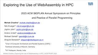 Exploring the Use of WebAssembly in HPC - PPoPP'23