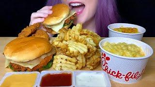 ASMR CHICK-FIL-A MUKBANG (NO TALKING) SPICY DELUXE + MAC & CHEESE