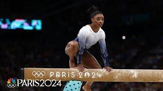 Simone Biles' strong finish not enough after faltering on beam | Paris Olympics | NBC Sports