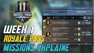 SEASON 11 WEEK 1 ROYALE PASS MISSIONS EXPLAINED PUBG MOBILE | WEEK 1 RP MISSION PUBG SEASON 11