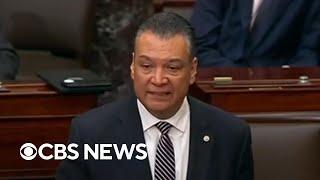 Sen. Alex Padilla breaks down in tears on Senate floor recounting Noem news conference removal