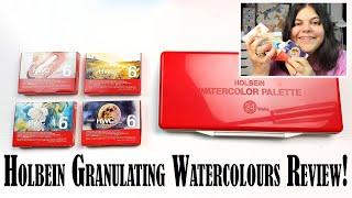 Holbein Granulating Watercolors Review! Bird, Flower, Landscape & Moon