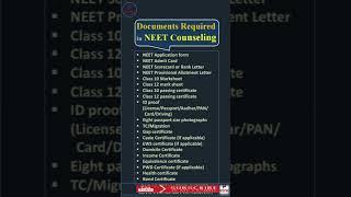 Neet 2025//Documents Required Neet Counselling ##neet2025 #neet2025cutoff #ytshorts #youtubeshorts