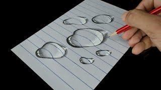 How to Draw Water Drop - Trick Art on line paper