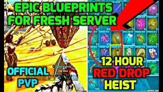 ARK Biggest Red Drop LOOT RUN EVER!! 12 HOUR Scorched Earth Heist Official PVP Crazy Blueprints