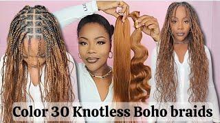 I Got the Color 30 Braids! Perfect Summer Vacation Boho Knotless Braiding Hairstyle |Eayon Hair