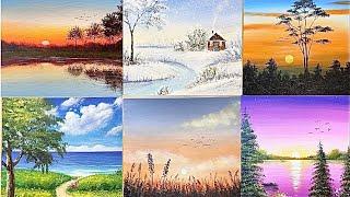 10 Easy Acrylic Painting for Beginners / Acrylic Painting 1 Hours