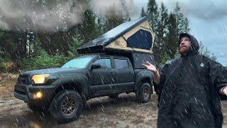 Truck Camping in Rainstorm | Toyota Tacoma Camper