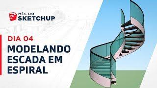 Curso SketchUp 2017 - Aula 19: Modelando ESCADA em ESPIRAL (#MêsdoSketchUp - Dia 04)