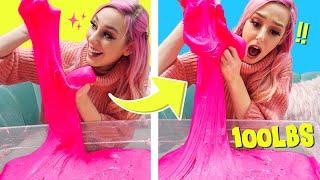 100 LBS OF FLUFFY SLIME! *GIANT* DIY SLIME CHALLENGE! (Bad Idea)