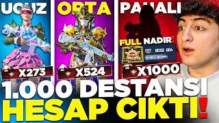 oha! 1000 DESTANSI HESAP ÇIKTI! (TÜM NADİR SETLER VAR ) UCUZ ORTA PAHALI! | PUBG Mobile