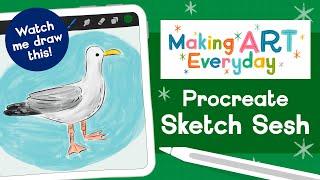 Drawing a Seagull in Procreate // Making Art Everyday Sketch Sesh - June