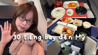 Vlog: 30 tiếng bay hạng Thương Gia đến Mỹ