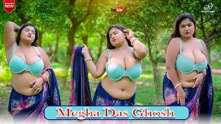 MEGHA DAS GHOSH IN DEEP BLUE SAREE WITH SKY BLUE BRA VIDEO | SAREE FASHION  VLOG | 2024