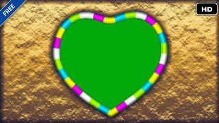 Love green frame with boarder Flowing animation effects HD video || chroma key love heart animation