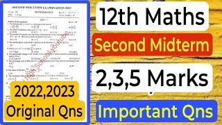 12th Maths important 2,3,5 Marks Questions|12th Maths Second Midterm 2023 Qns|12th Maths Important