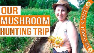 Our mushroom picking. Mushroom hunting.  Naturist. Nudist. INF. Mila naturist. Blogger.