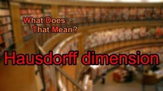 What does Hausdorff dimension mean?