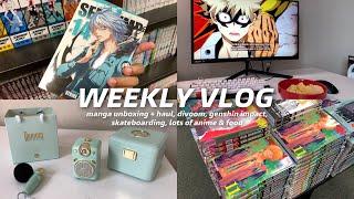 weekly vlog  : manga unboxing + haul, divoom, genshin impact, skateboarding lots of anime & food !