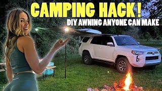 DIY CAR CAMPING AWNING for $80! CAMPING HACK
