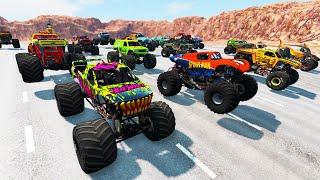 Monster Jam Racing Crashes Obstacle Course - BeamNG.drive