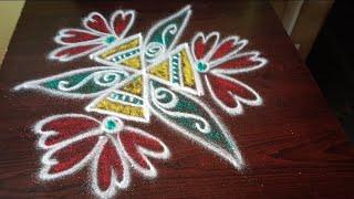 3*2Dot's Rangoli design's Muggulu || Easy Colour Rangoli || Daily Rangoli design's