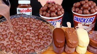 ASMR MALTESERS CHOCOLATE MILK MAGNUM ICE CREAM NUTELLA TWIX M&MS DESSERT MUKBANG몰티져스 먹방EATING SOUNDS