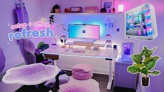 a cozy setup + office refresh  new gaming PC, desk accessories, IKEA, organizing + more